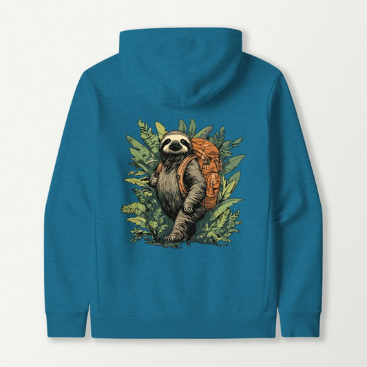 Sloth Backpacker In Forest Hoodie