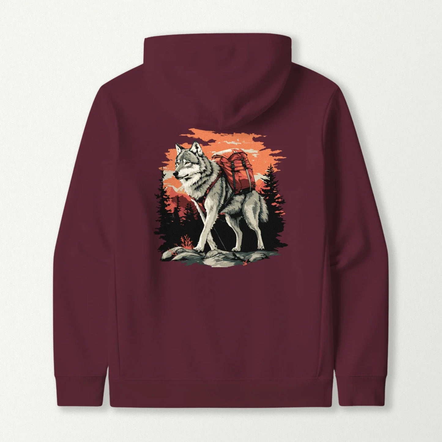 Wolf Backpacker In The Forest Hoodie