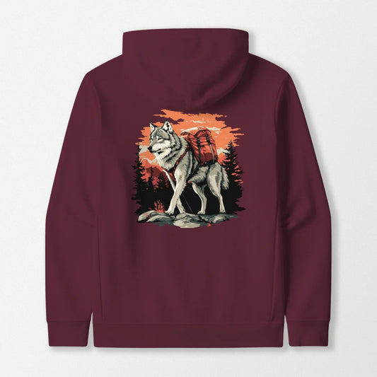 Wolf Backpacker In The Forest Hoodie